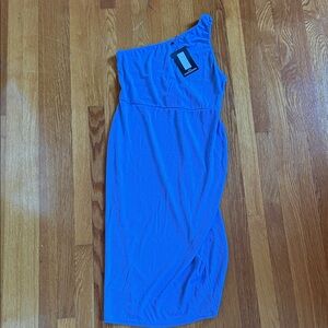 PrettyLittleThing Blue One-Shoulder Midi Dress
